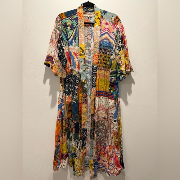 Free People Tops - Free People Violet Printer Duster - Multicolor Bohemian Kimono - Size Small